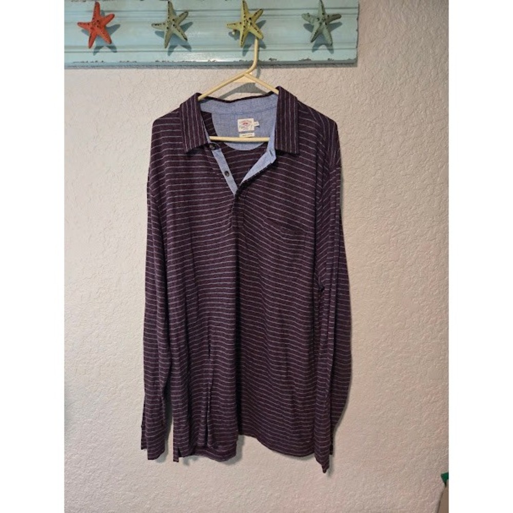 Faherty‎ Burgundy & Blue Striped Long Sleeve Tee